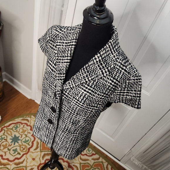 NWT Coldwater Creek Black and White Tweed Boucle Jacket  Size 10 - Picture 6 of 8